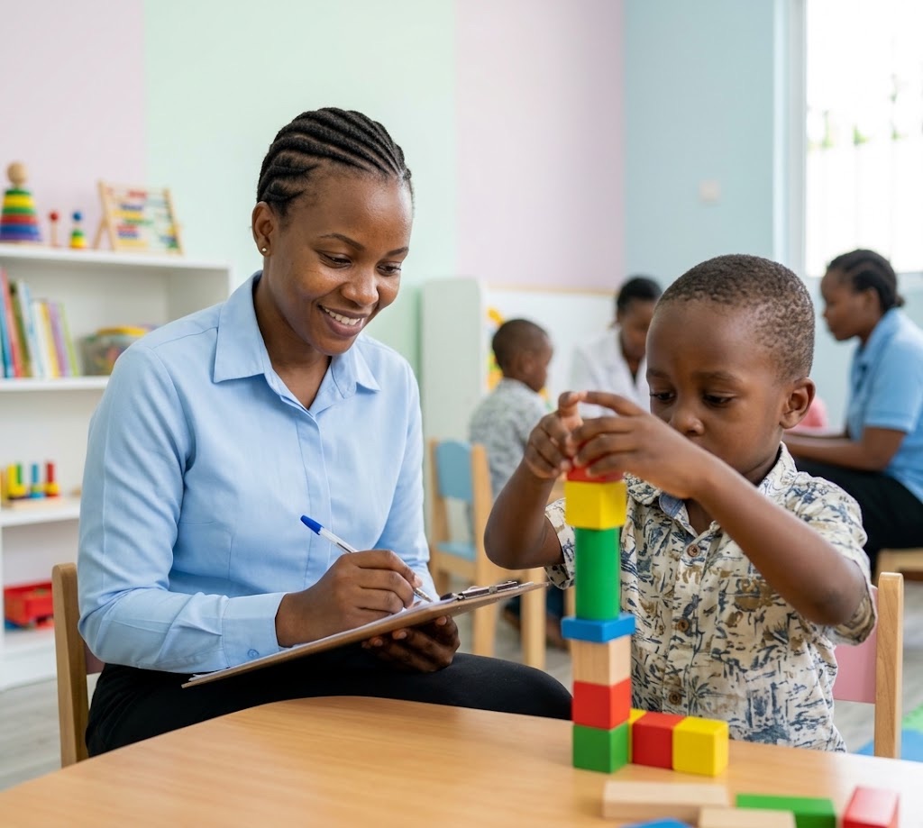 Therapist and child during an assessment session